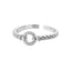 Zircon Round Rings For Women Punk Rock Chain Round Open Adjusted Stainless Steel Ring Accessories Jewelry Gift Bijoux Femme