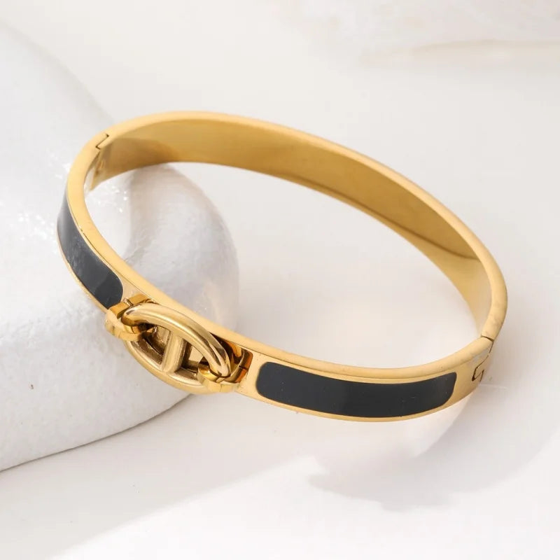 Women H Bangle Fashion Bracelet Minimalist Luxury Jewelry Enamel Drip Rubber Bracelet Daily Wear & Perfect Gift Main image