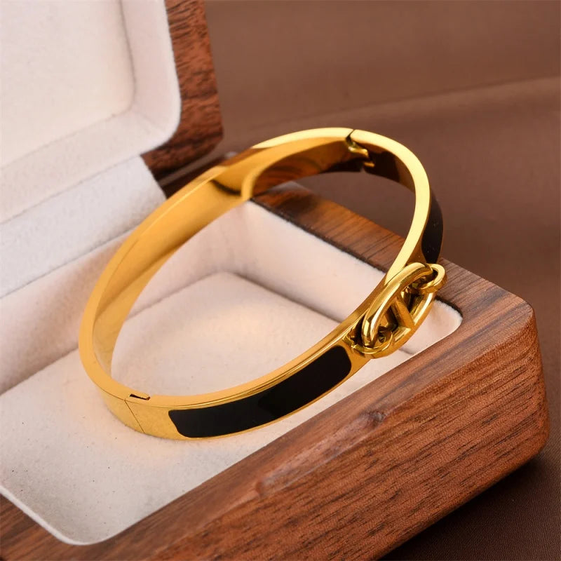 Women H Bangle Fashion Bracelet Minimalist Luxury Jewelry Enamel Drip Rubber Bracelet Daily Wear & Perfect Gift