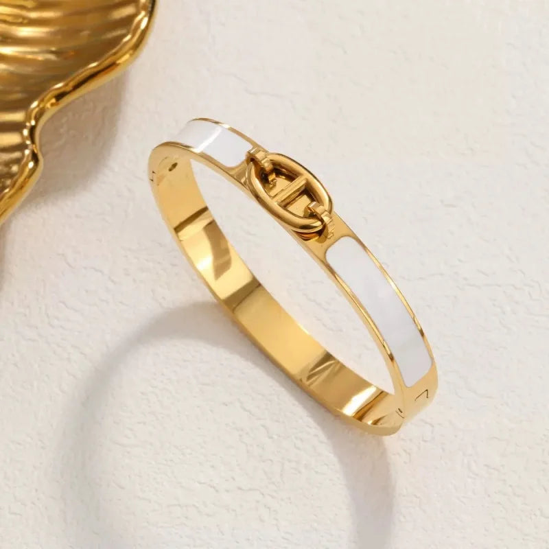 Women H Bangle Fashion Bracelet Minimalist Luxury Jewelry Enamel Drip Rubber Bracelet Daily Wear & Perfect Gift