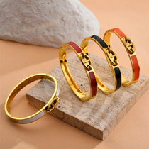 Women H Bangle Fashion Bracelet Minimalist Luxury Jewelry Enamel Drip Rubber Bracelet Daily Wear & Perfect Gift