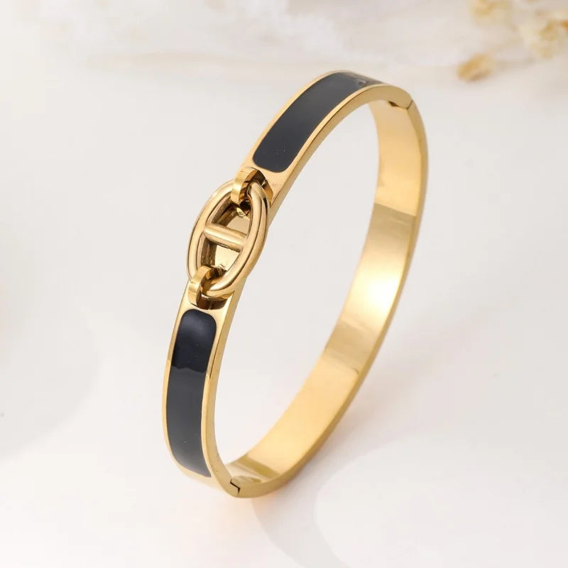 Women H Bangle Fashion Bracelet Minimalist Luxury Jewelry Enamel Drip Rubber Bracelet Daily Wear & Perfect Gift