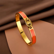 Women H Bangle Fashion Bracelet Minimalist Luxury Jewelry Enamel Drip Rubber Bracelet Daily Wear & Perfect Gift