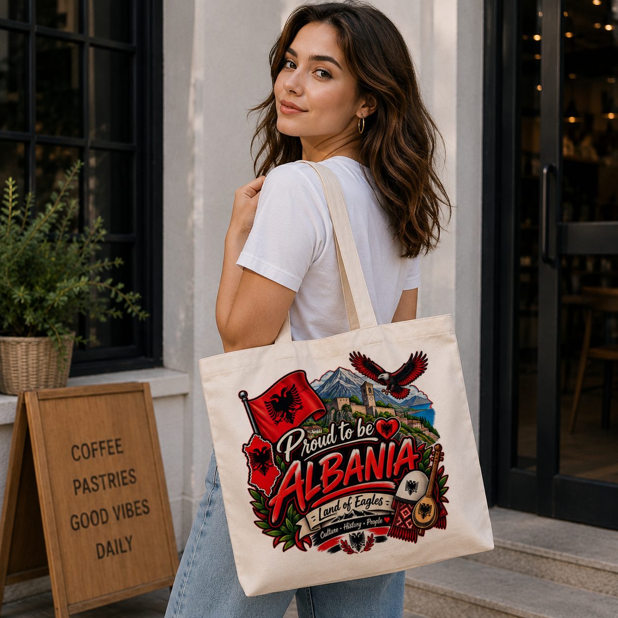 Albania Heritage Graphic Tote Bag – Country Pride Canvas Tote Secondary image
