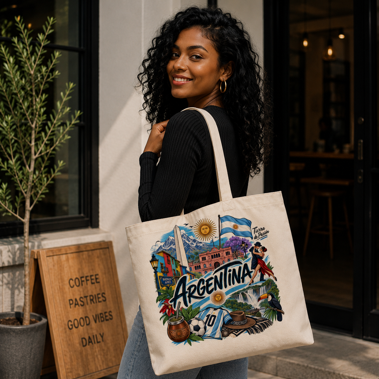 Argentina Heritage Graphic Tote Bag – Country Pride Canvas Tote Secondary image
