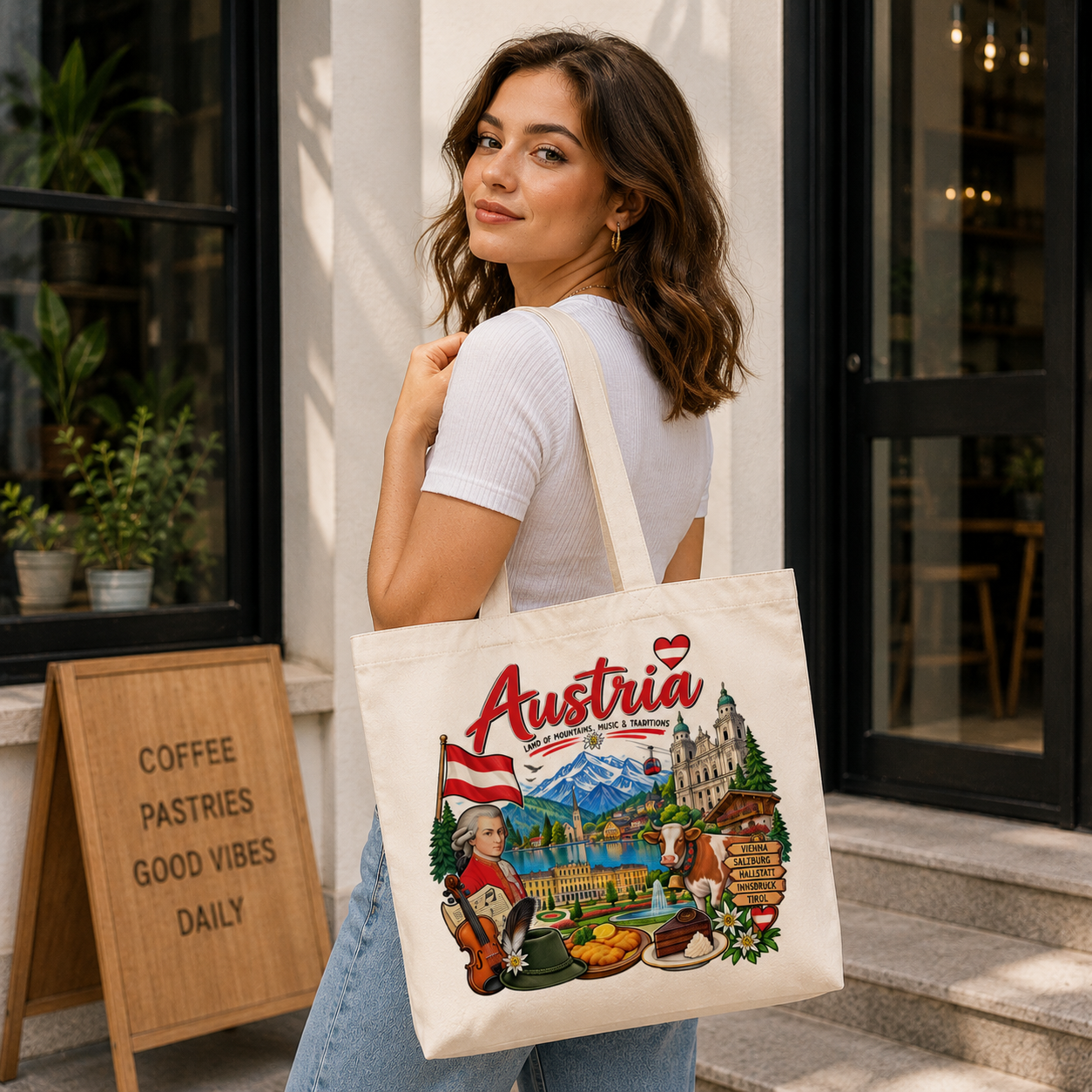 Austria Heritage Graphic Tote Bag – Country Pride Canvas Tote Secondary image