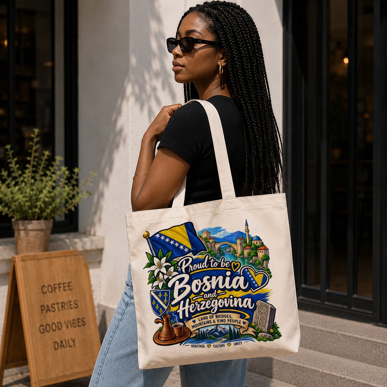 Bosnia and Herzegovina Heritage Graphic Tote Bag – Country Pride Canvas Tote Secondary image