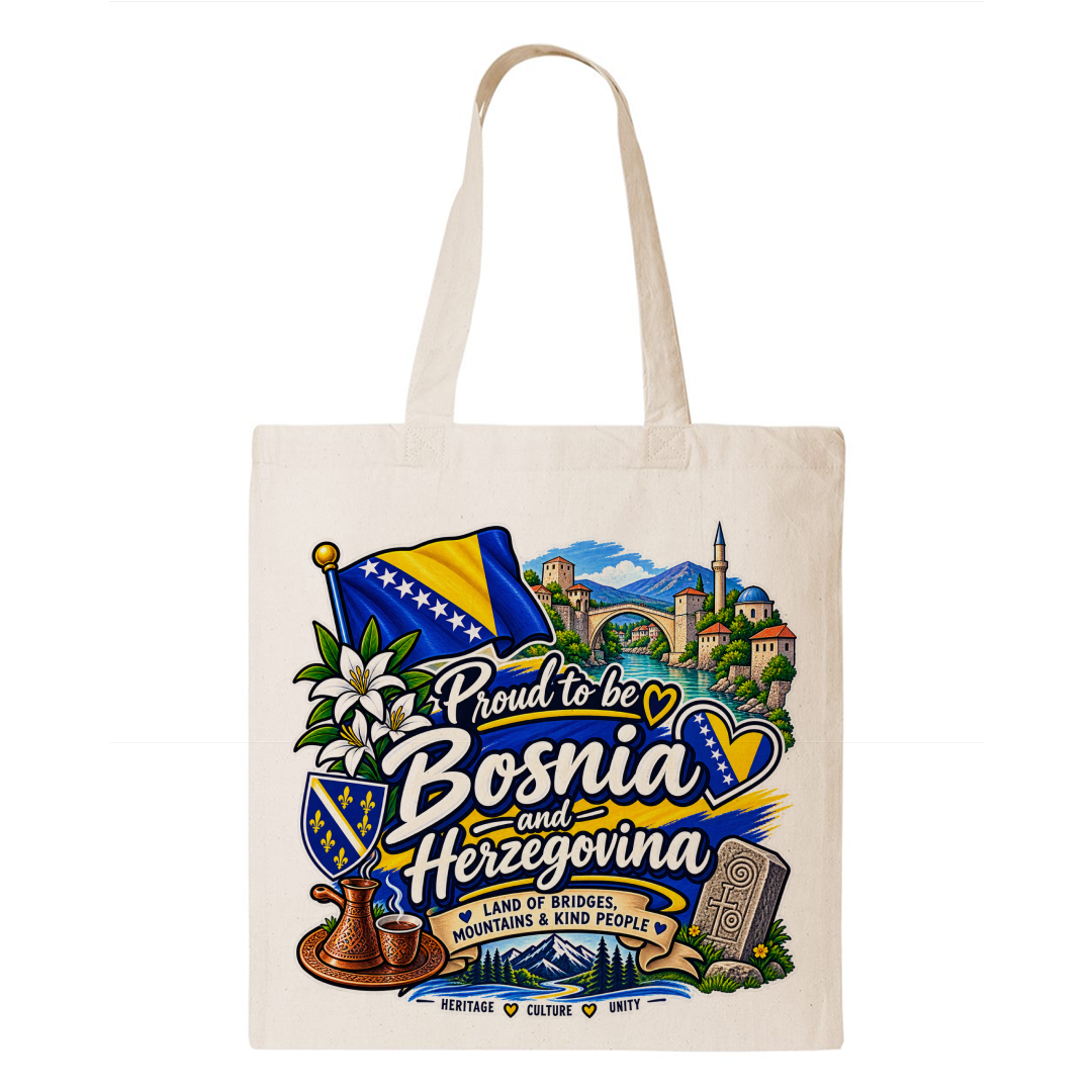 Bosnia and Herzegovina Heritage Graphic Tote Bag – Country Pride Canvas Tote Main image