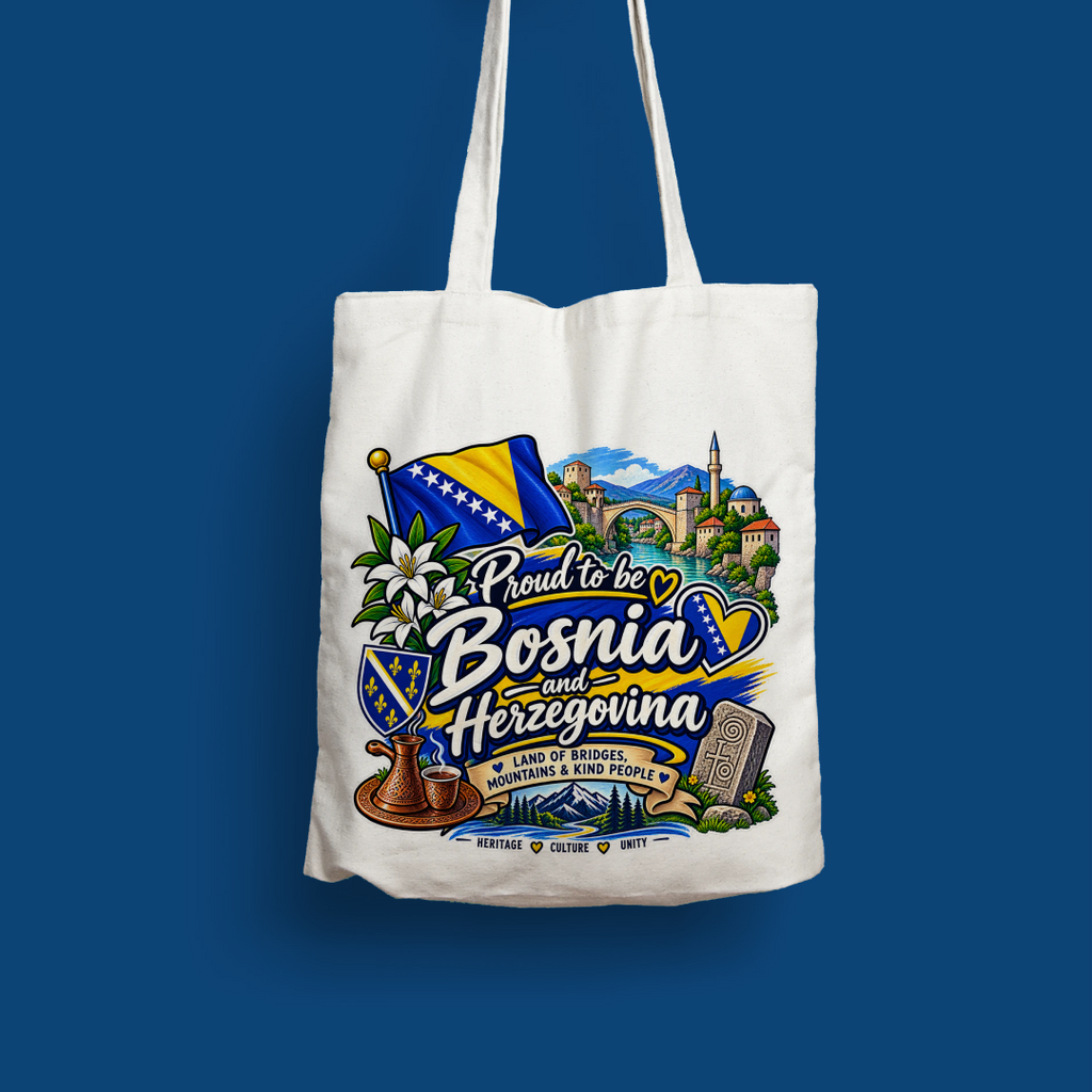 Bosnia and Herzegovina Heritage Graphic Tote Bag – Country Pride Canvas Tote