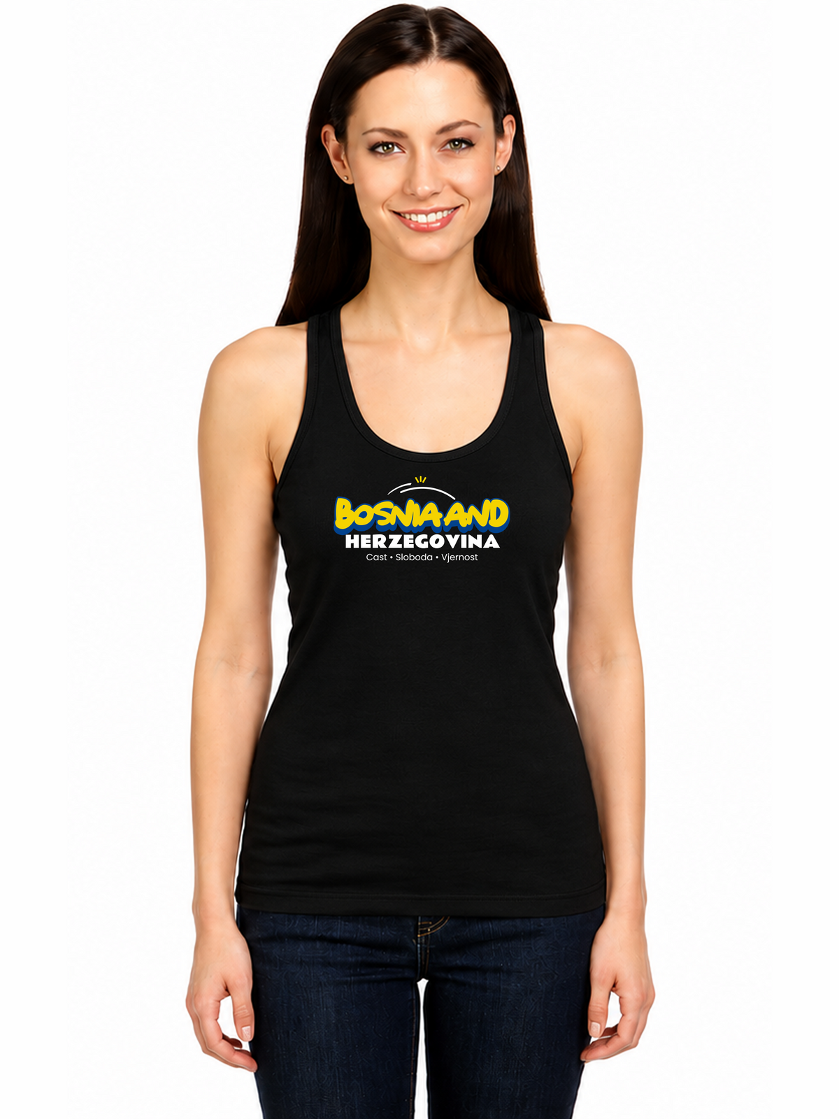 Bosnia and Herzegovina Pride Racerback Tank Top for Women | Country Heritage Graphic Main image