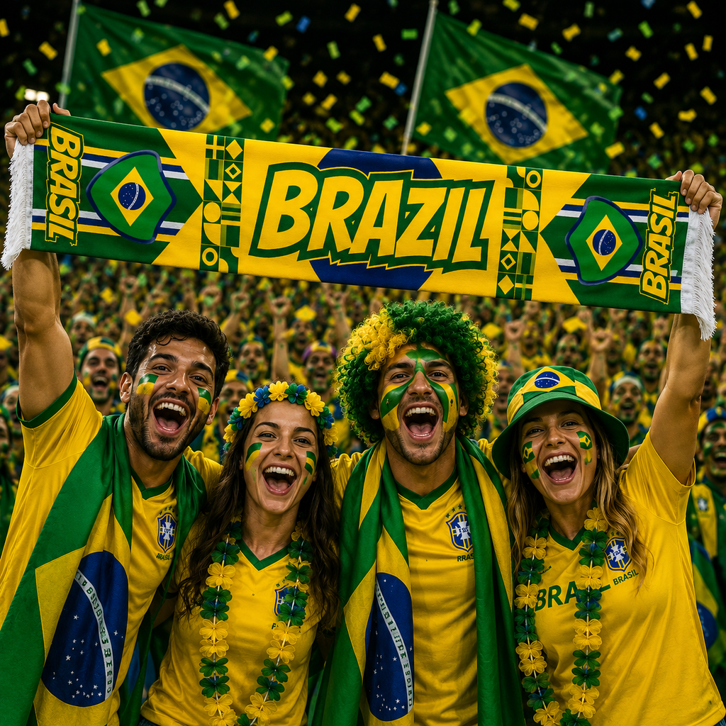 Football   Soccer Fan Fringe Scarf | Brazil Football Stadium Supporter Scarf