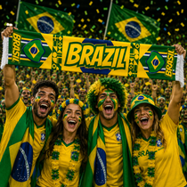 Football   Soccer Fan Fringe Scarf | Brazil Football Stadium Supporter Scarf
