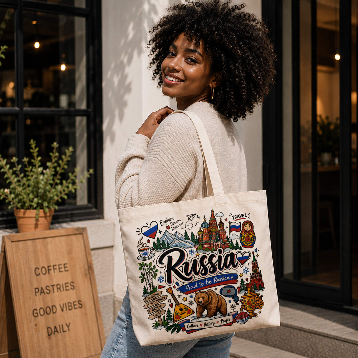 Russia Heritage Graphic Tote Bag – Country Pride Canvas Tote Secondary image