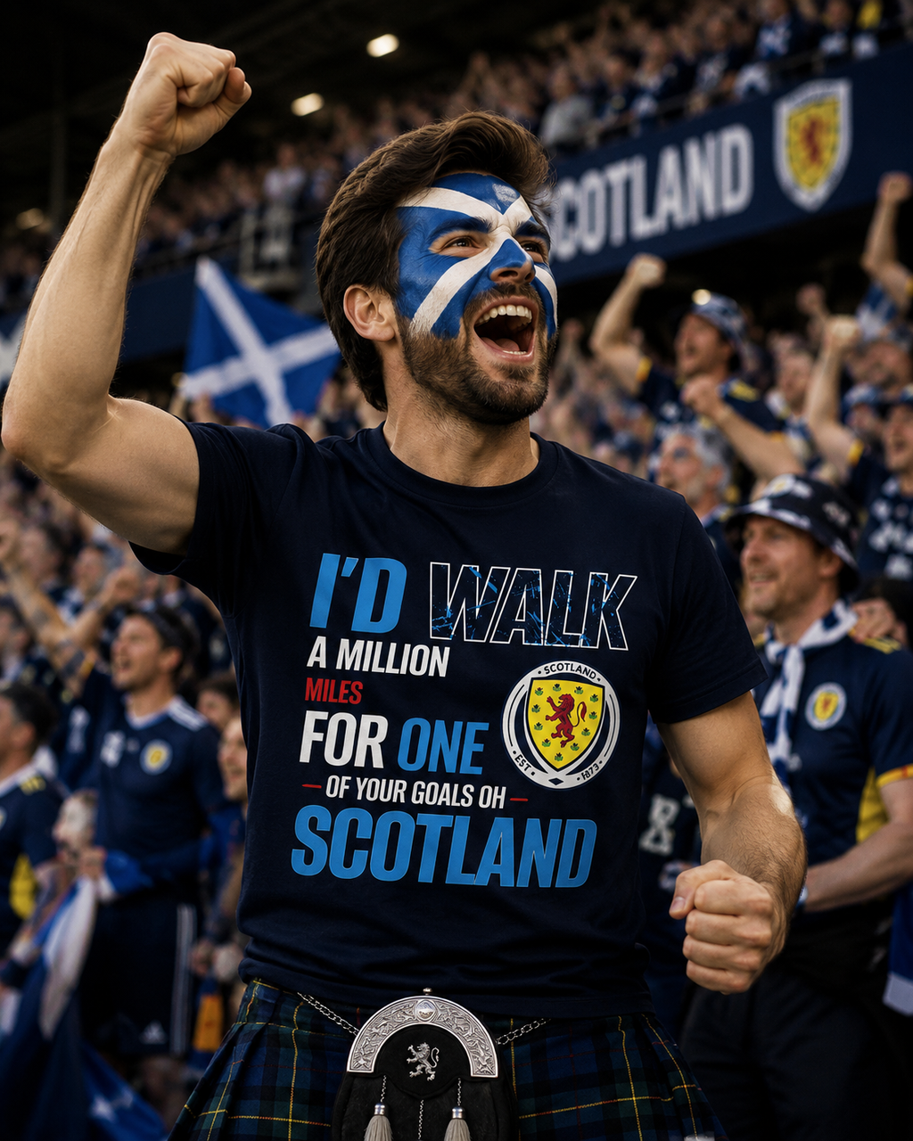 I′d walk a million miles For one of your goals Oh Scotland - Tartan Army 2026 Football T Shirt