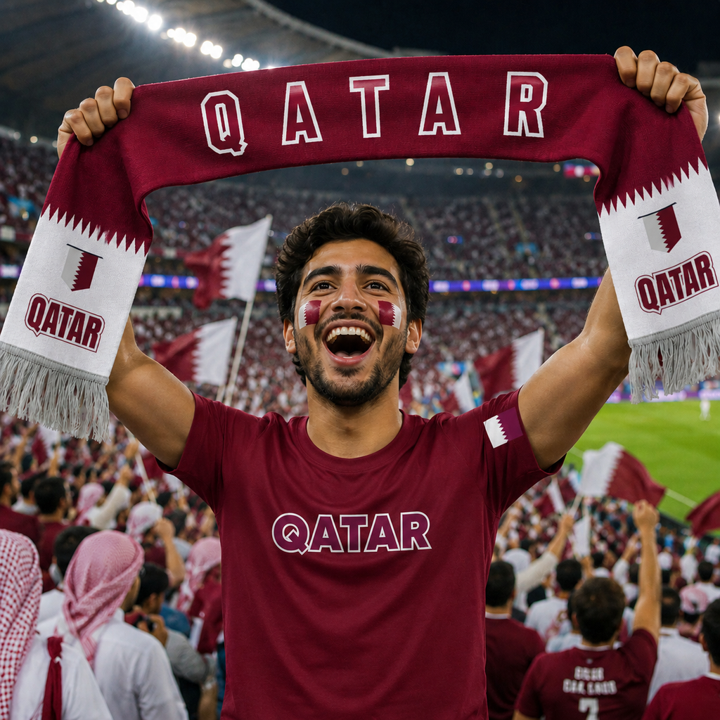 Football World Cup Soccer Fan Fringe Scarf | Qatar Football Stadium Supporter Scarf