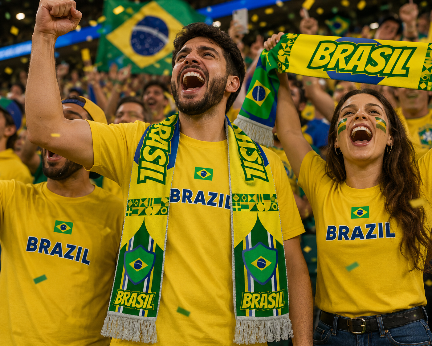 Football World Cup Soccer Fan Fringe Scarf | Brazil Football Stadium Supporter Scarf Main image