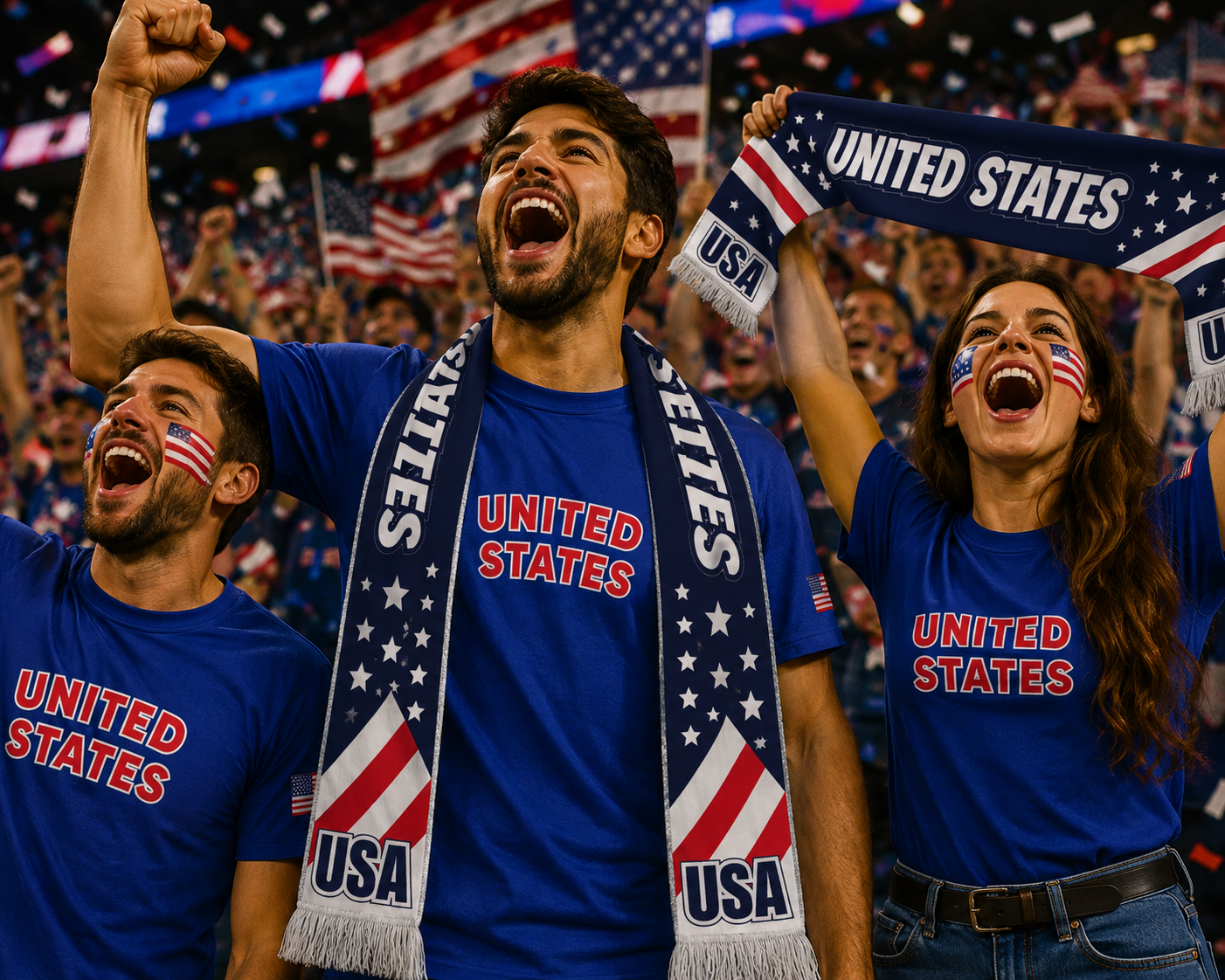 Football World Cup Soccer Fan Fringe Scarf | United States Football Stadium Supporter Scarf Main image