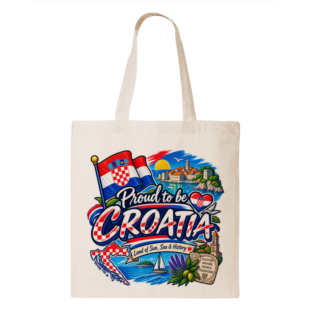 Croatia Heritage Graphic Tote Bag – Country Pride Canvas Tote Main image
