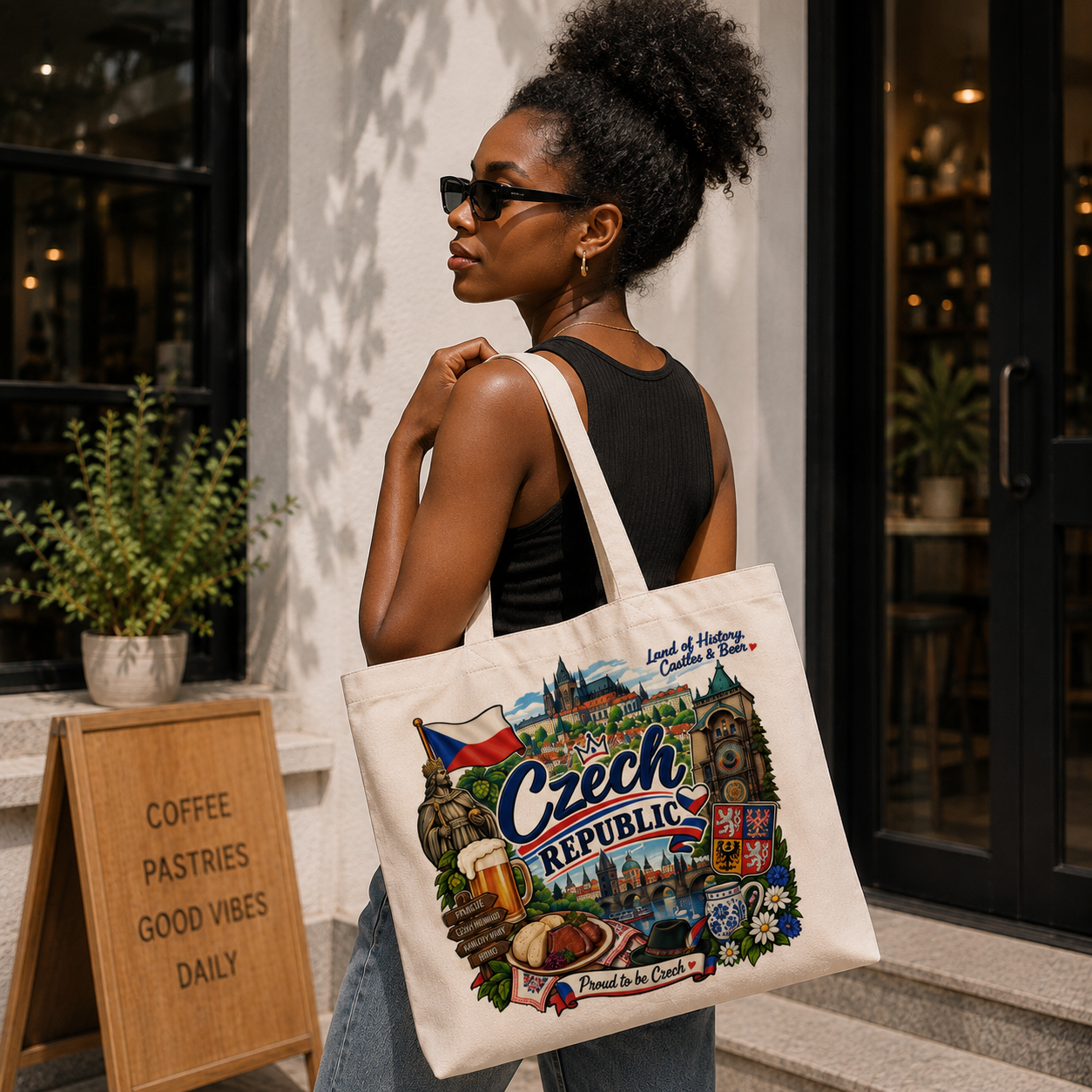 Czech Republic Heritage Graphic Tote Bag – Country Pride Canvas Tote Secondary image