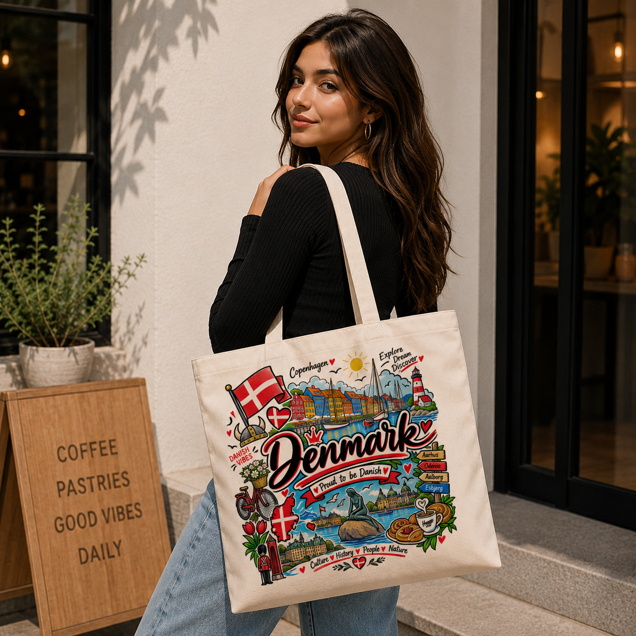 Denmark Heritage Graphic Tote Bag – Country Pride Canvas Tote Secondary image