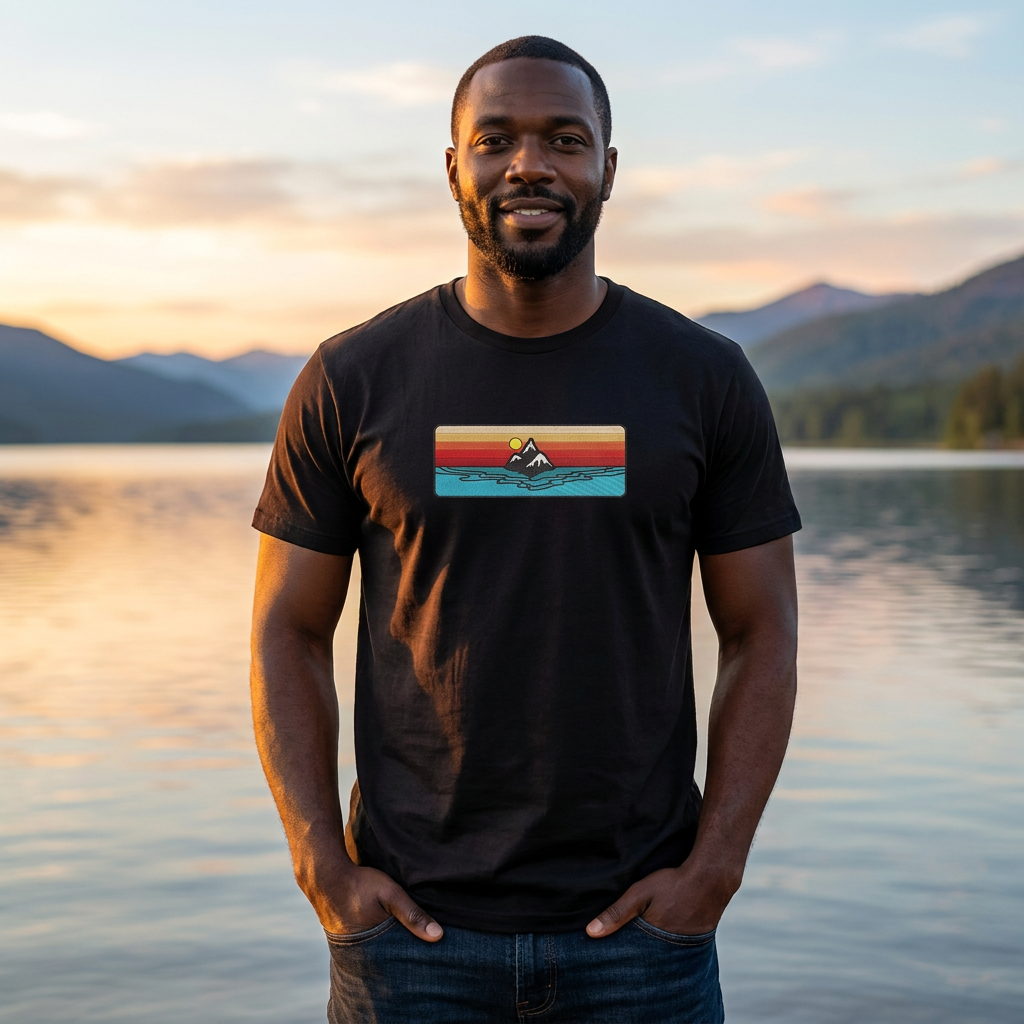 Mountain Sunset Embroidered Shirt