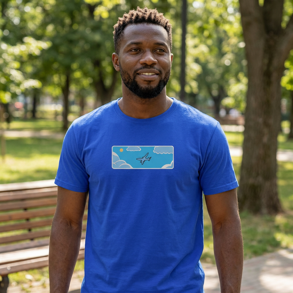 Plane Embroidered T Shirt