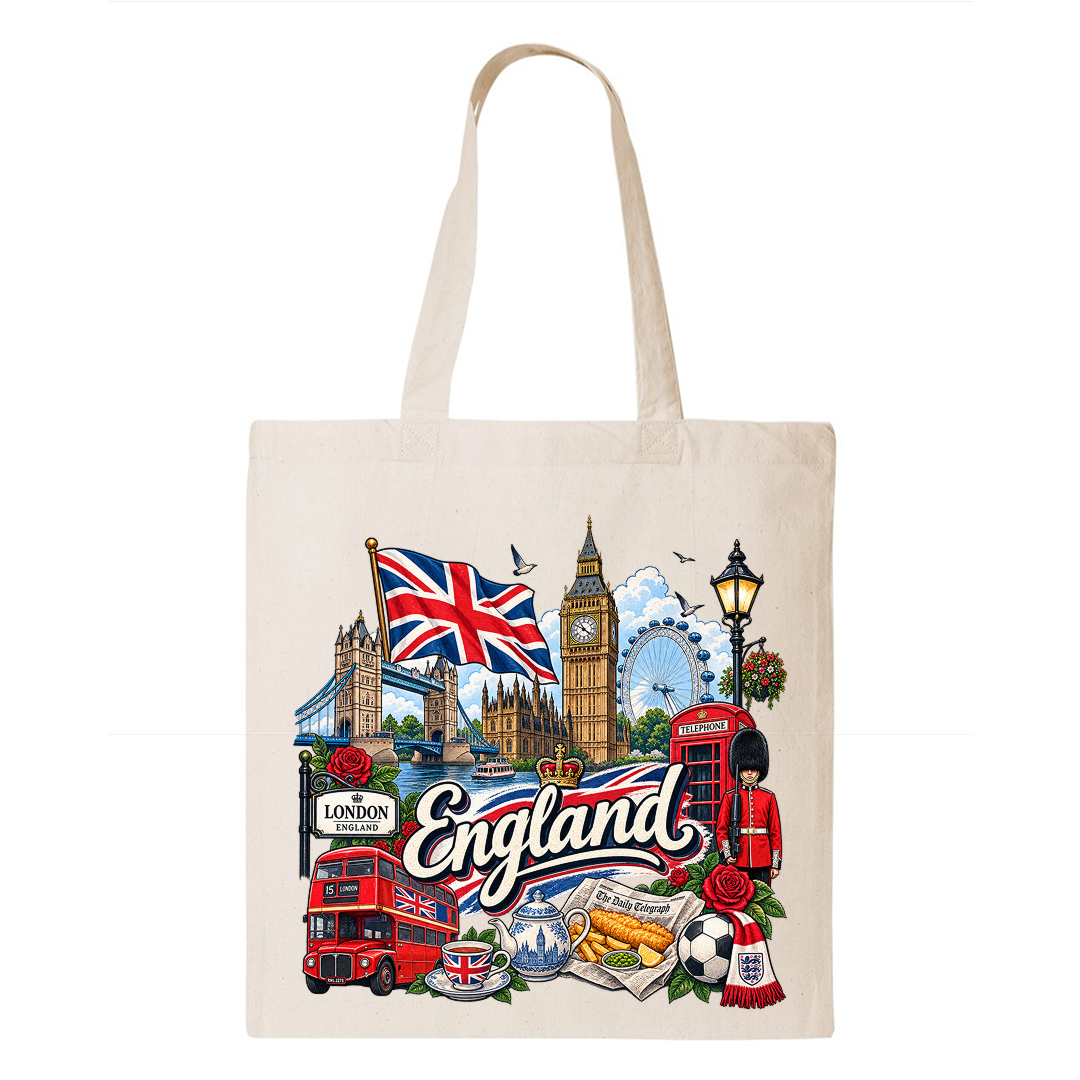 England Heritage Graphic Tote Bag – Country Pride Canvas Tote Main image