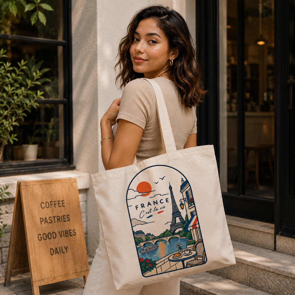 France Heritage Graphic Tote Bag – Country Pride Canvas Tote Secondary image