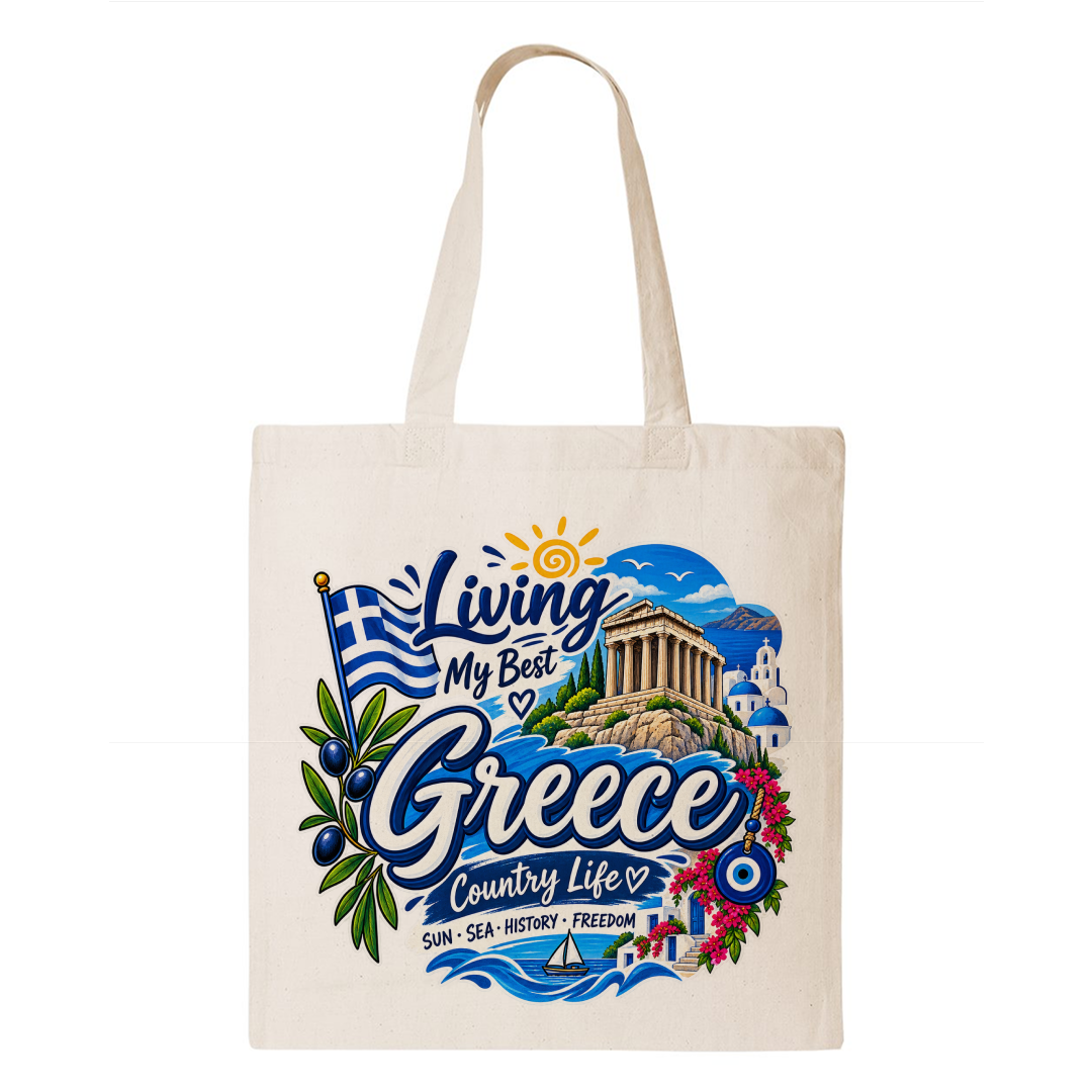 Greece Heritage Graphic Tote Bag – Country Pride Canvas Tote Main image