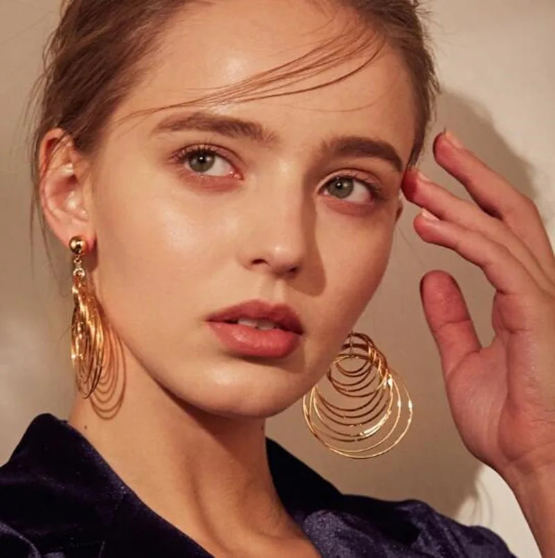 Earrings for women crystal oorbellen hangers statement chain pendientes largos ear circle tassel trendy geometric Euro-American Main image