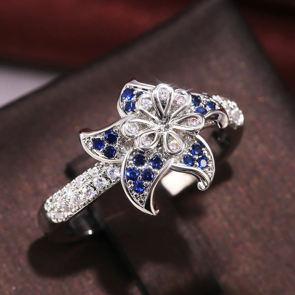 Fashion Trendy Jewelry Rings For Women Cubic Zirconia Charms Bridal Wedding Engagement White Gold Color Ring Drop Shipping