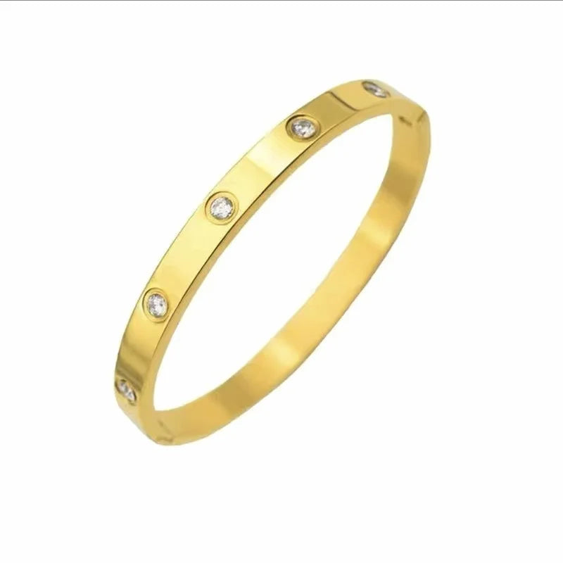 Beautiful Lovers Bracelets Woman Stainless Steel Bangles Bracelets Cubic Zirconia Golden Woman Jewelry Gifts