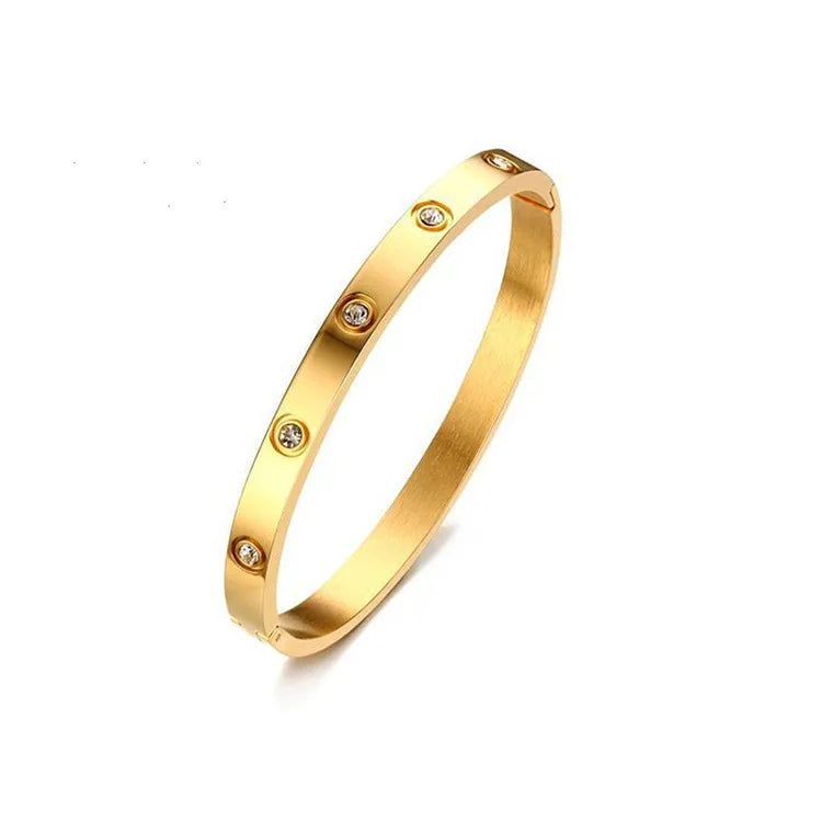 Beautiful Lovers Bracelets Woman Stainless Steel Bangles Bracelets Cubic Zirconia Golden Woman Jewelry Gifts