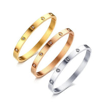 Beautiful Lovers Bracelets Woman Stainless Steel Bangles Bracelets Cubic Zirconia Golden Woman Jewelry Gifts
