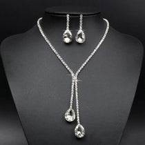 Fashion 1 set Wedding Bridal Jewelry Sets Simple Luxury Full Crystal Chain Water Drop Necklaces & Pendants Dangle Earrings Sets