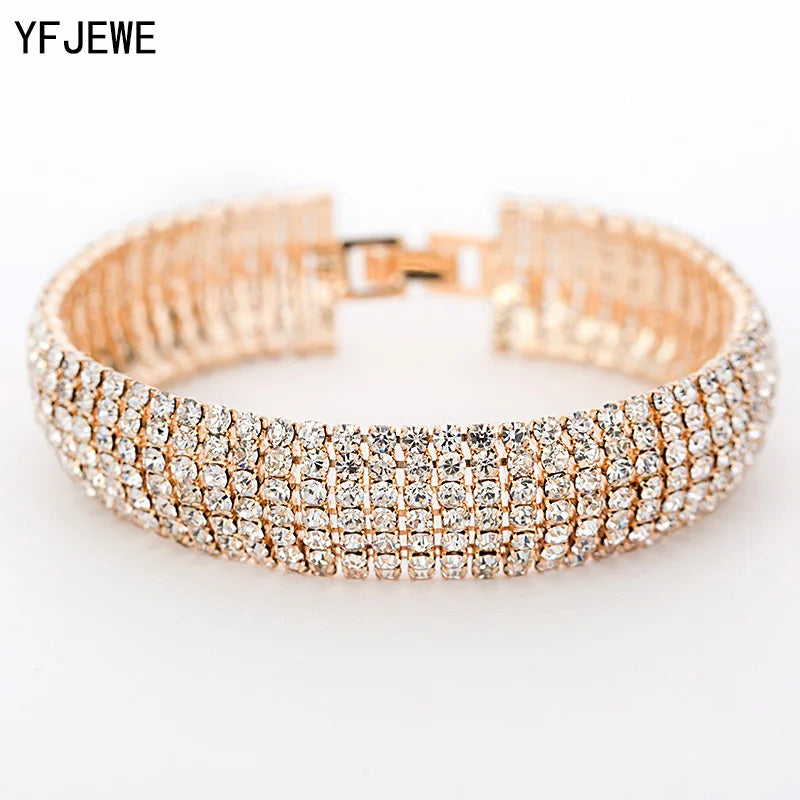 Luxury Crystal Bracelets For Women Gold and Silver Plated Link Bracelet Bangle Fashion Full Rhinestone Jewelry For Women #B011 Main image