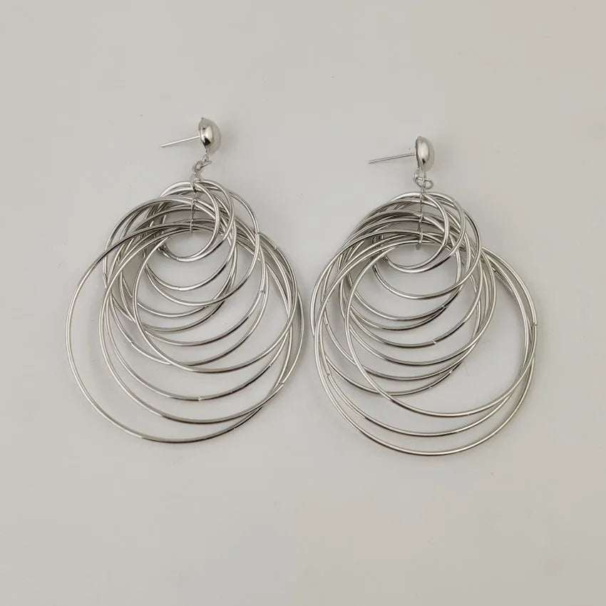 Earrings for women crystal oorbellen hangers statement chain pendientes largos ear circle tassel trendy geometric Euro-American