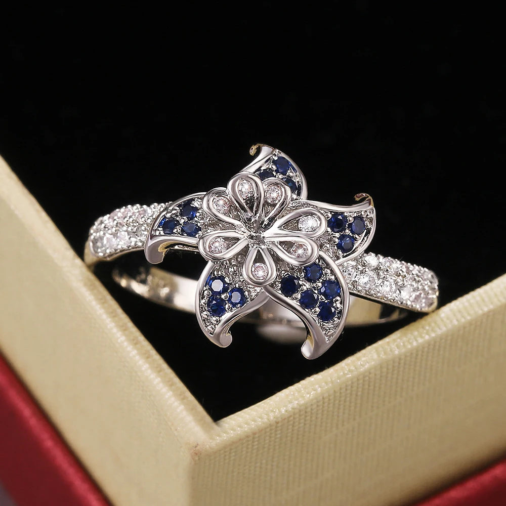Fashion Trendy Jewelry Rings For Women Cubic Zirconia Charms Bridal Wedding Engagement White Gold Color Ring Drop Shipping