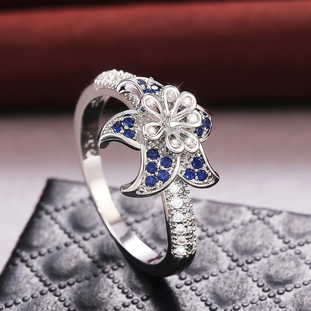 Fashion Trendy Jewelry Rings For Women Cubic Zirconia Charms Bridal Wedding Engagement White Gold Color Ring Drop Shipping