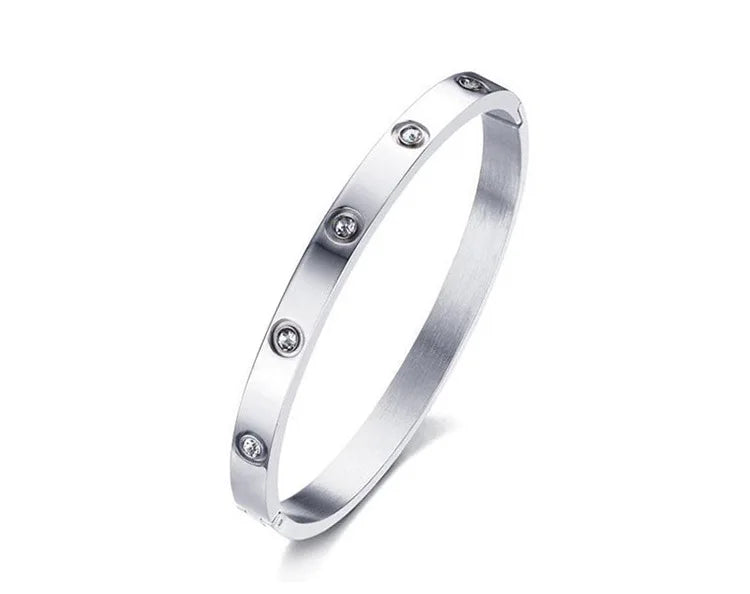 Beautiful Lovers Bracelets Woman Stainless Steel Bangles Bracelets Cubic Zirconia Golden Woman Jewelry Gifts