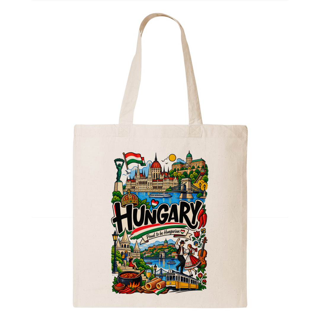 Hungary Heritage Graphic Tote Bag – Country Pride Canvas Tote Main image