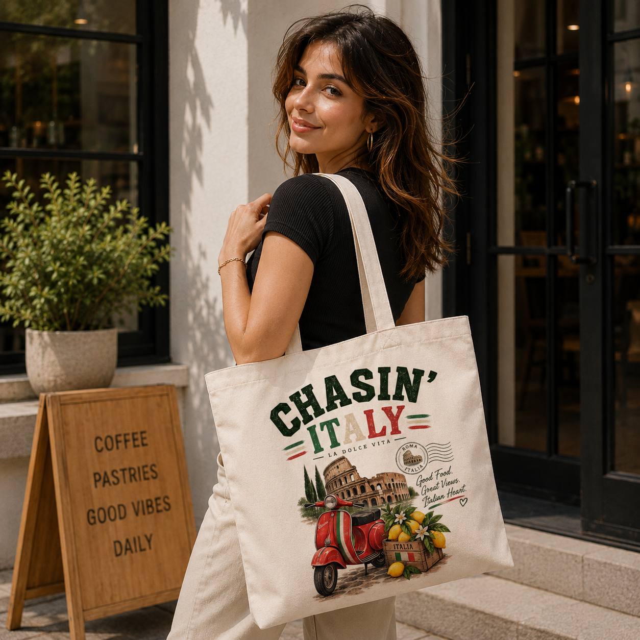 Italy Heritage Graphic Tote Bag – Country Pride Canvas Tote Secondary image