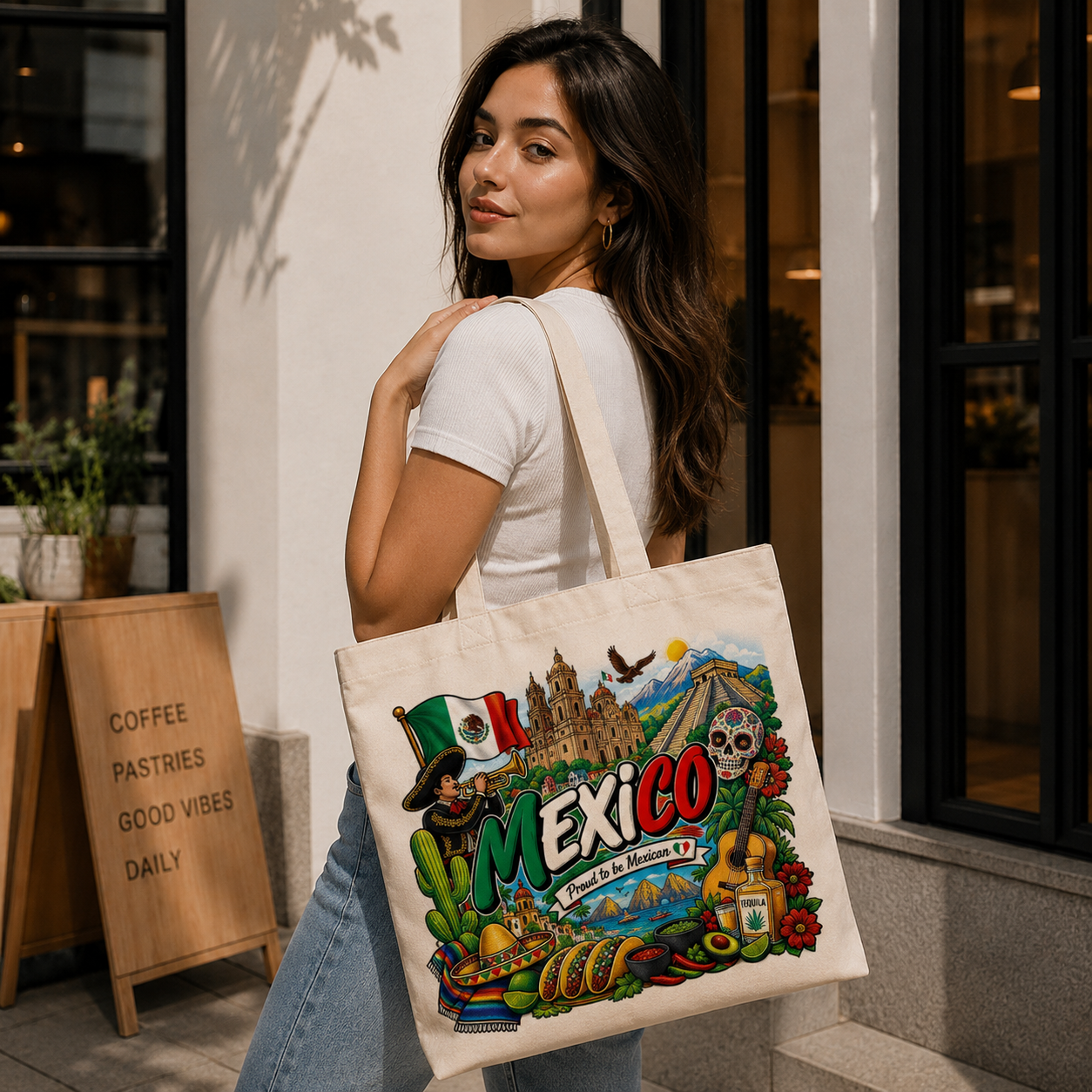 Mexico Heritage Graphic Tote Bag – Country Pride Canvas Tote Secondary image