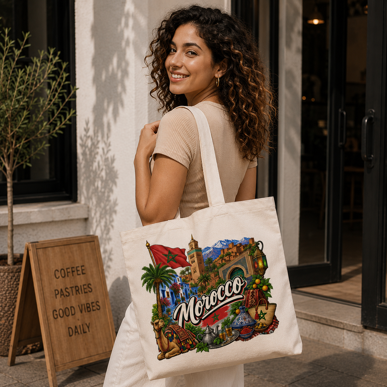 Morocco Heritage Graphic Tote Bag – Country Pride Canvas Tote Secondary image