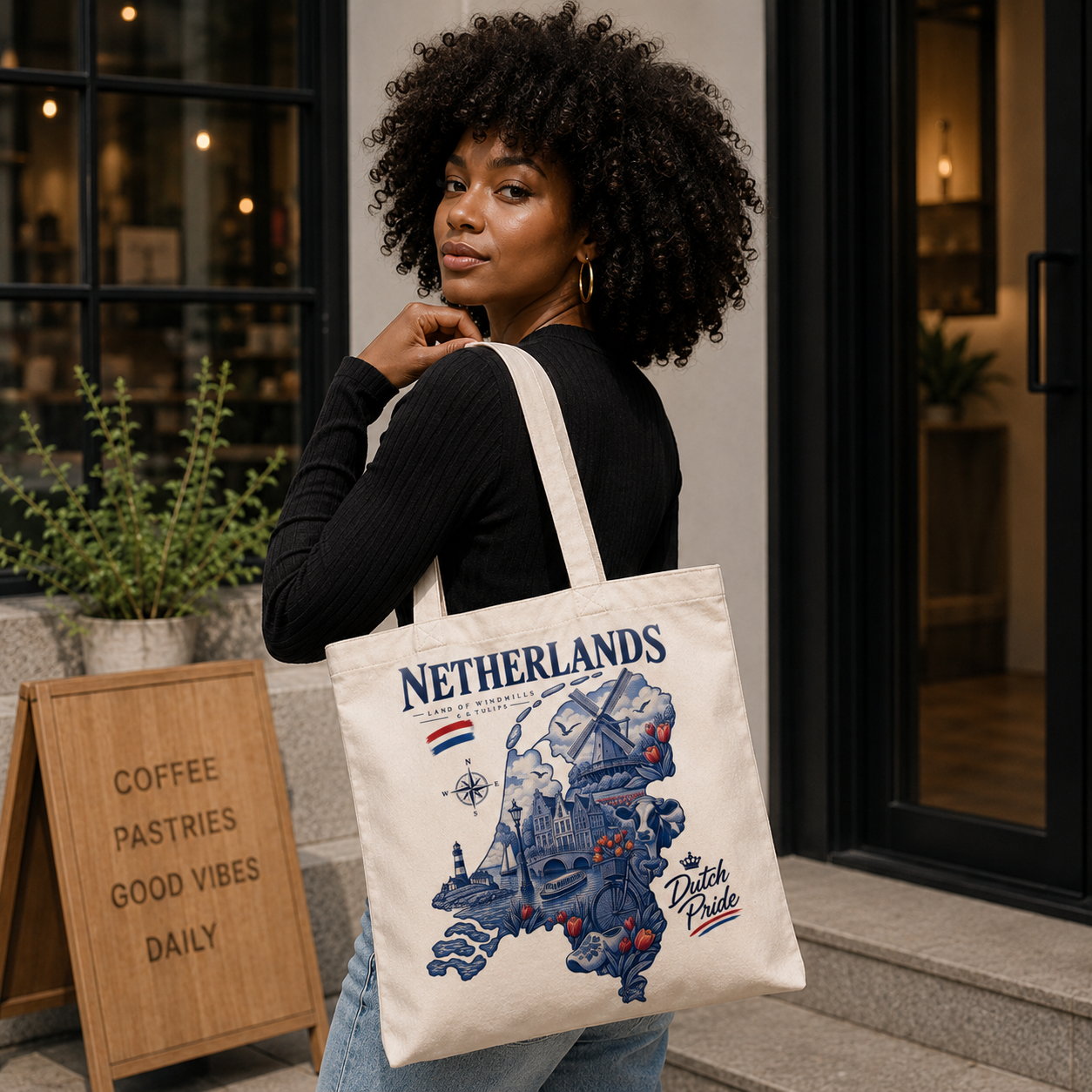 Netherlands Heritage Graphic Tote Bag – Country Pride Canvas Tote Secondary image