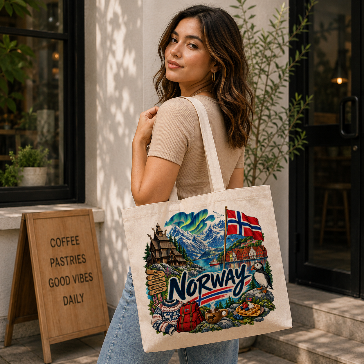 Norway Heritage Graphic Tote Bag – Country Pride Canvas Tote Secondary image