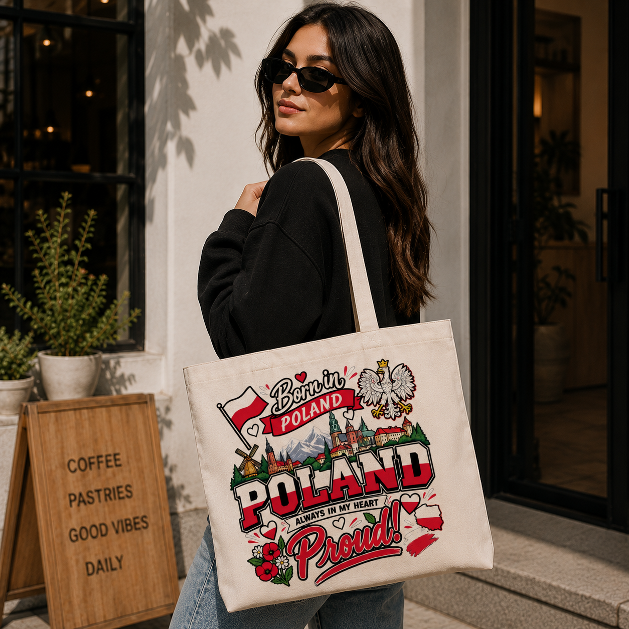 Poland Heritage Graphic Tote Bag – Country Pride Canvas Tote Secondary image