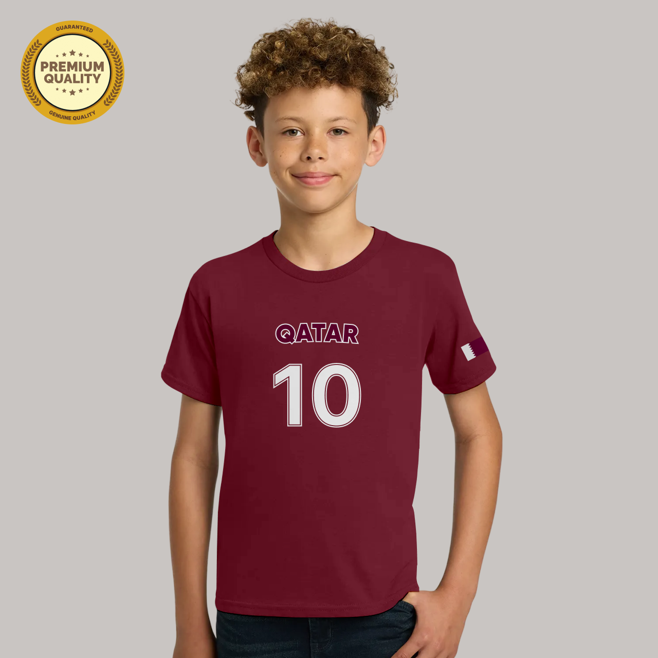 Qatar Football Fan T-Shirt  For Boys/Youth – 2026 Football World Cup TShirt