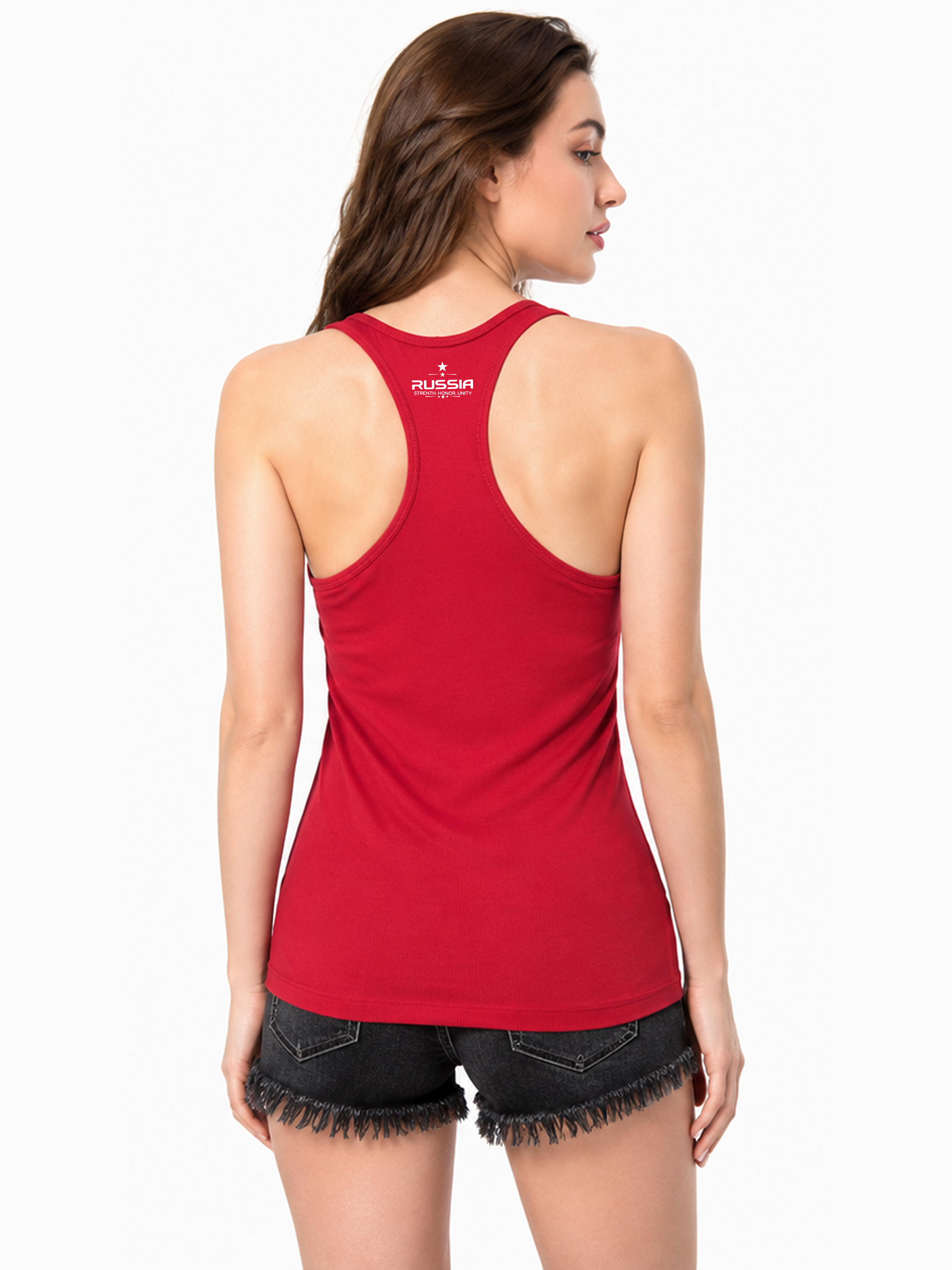 Russia Pride Racerback Tank Top for Women | Country Heritage Graphic Secondary image