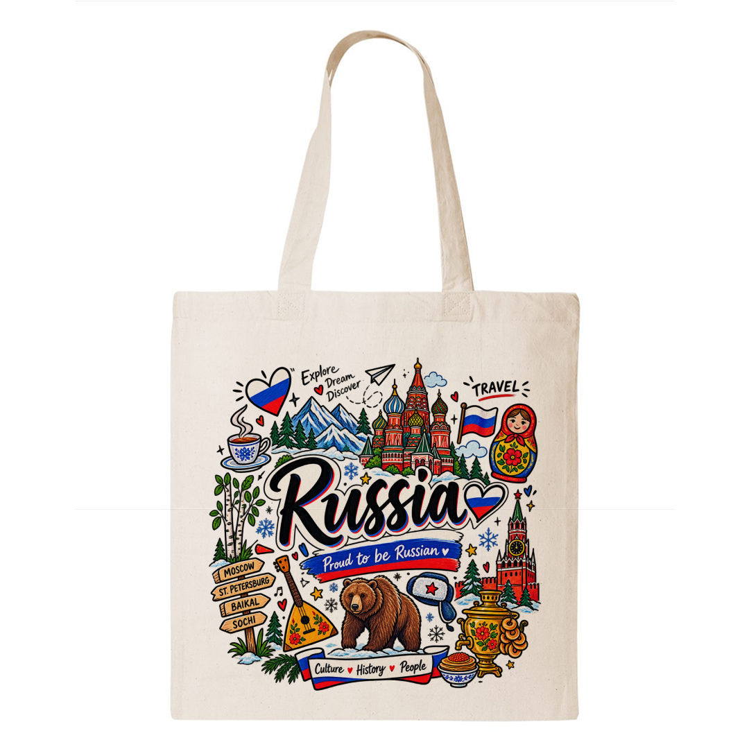 Russia Heritage Graphic Tote Bag – Country Pride Canvas Tote Main image